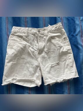 Old Navy White Ripped Denim Jean Shorts-Size 12
